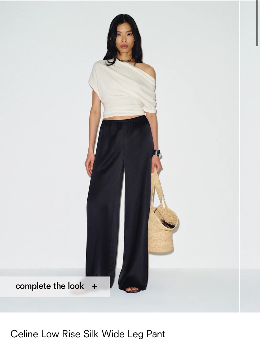Reformation Celine Rise Silk Wide Leg Pant in Black